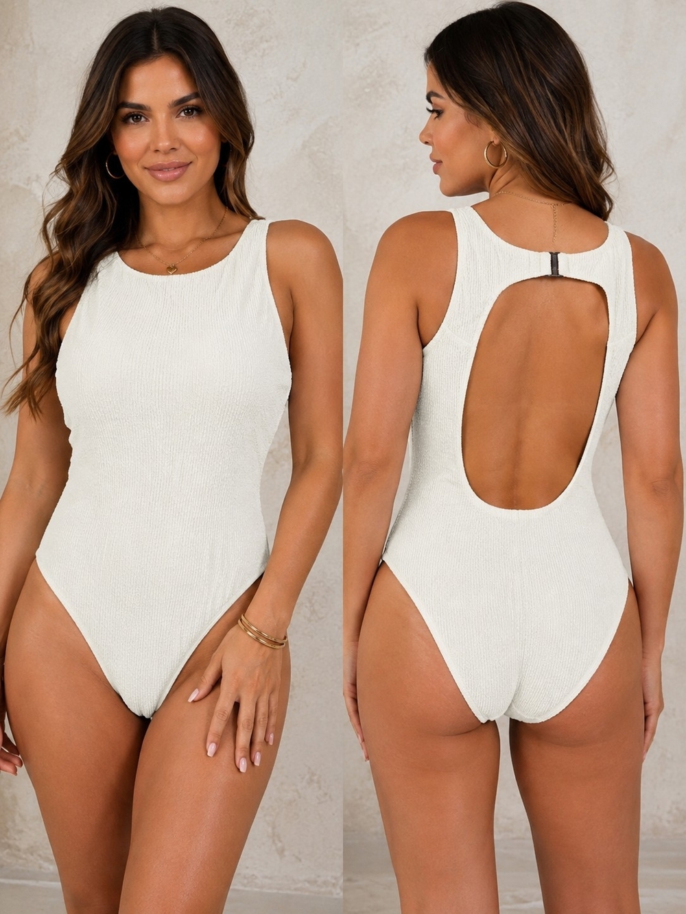 CALIA by Carrie Underwood White Textured One-Piece Swimsuit – Size 8 – NWOT